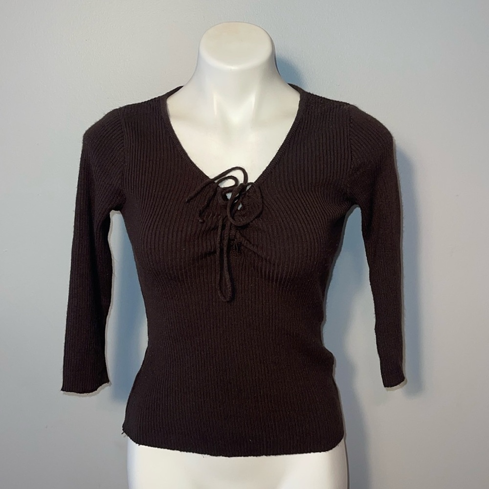 Brylane Ladies dark brown ribbed pullover size 6/8. Vintage